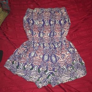 tribal print strapless romper